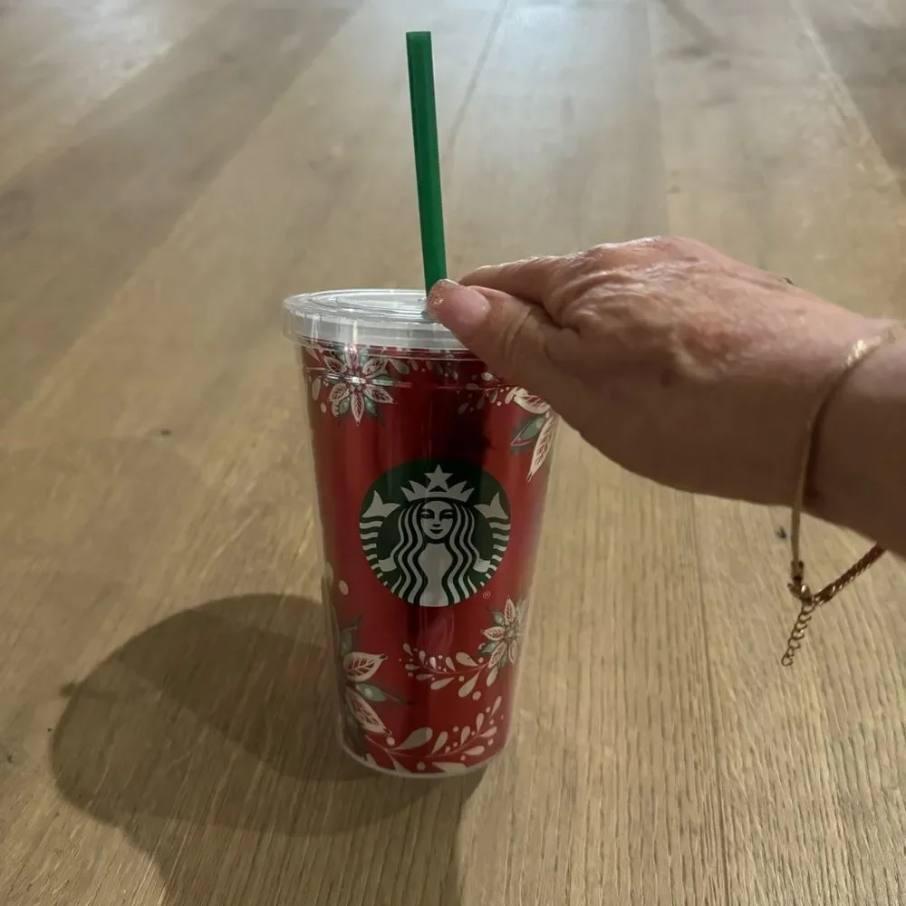 Starbucks Red Festive Holiday Christmas Reusable Cup Tumbler Grande 16 Oz